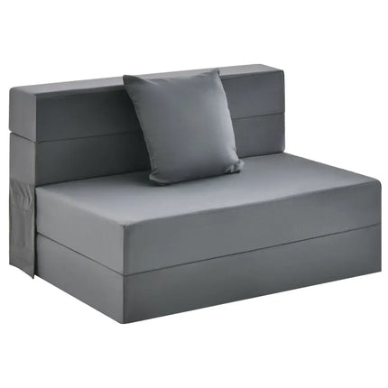 6 Inch Tri-fold Sofa Bed Folding Mattress with Pillow-Dark Gray - Dark Gray - Floor Chairs
