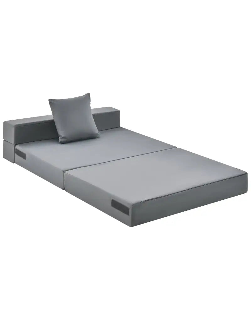 6 Inch Tri-fold Sofa Bed Folding Mattress with Pillow-Dark Gray - Dark Gray - Floor Chairs