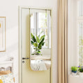 6 LEDs Mirror Jewelry Cabinet Wall or Door Mounted Lockable Jewelry Organizer-White - White - Jewelry Armoires
