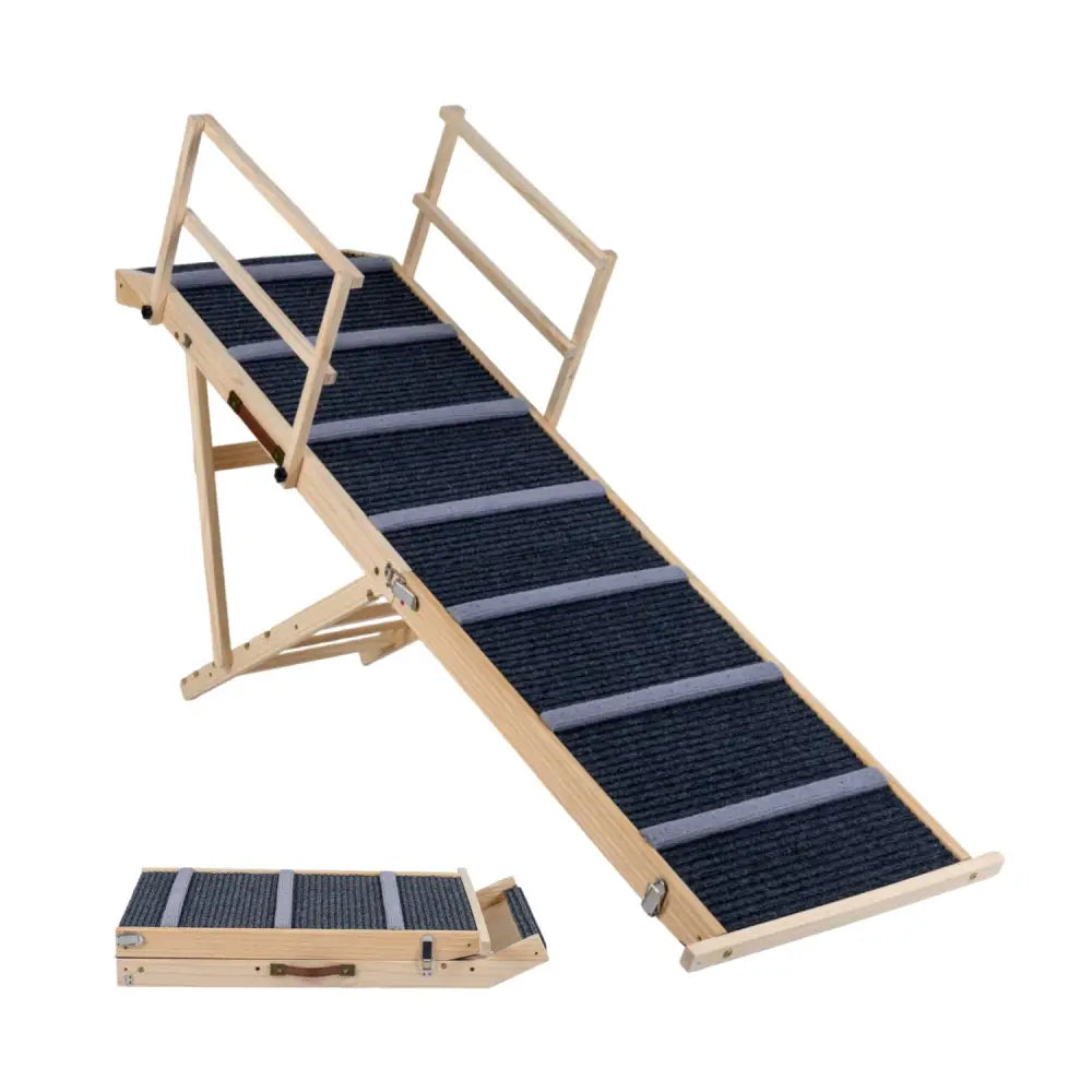 6-level Height Adjustable Foldable Dog Ramp for High Bed Couch-Dark Gray - Dark Gray - Dog Supplies