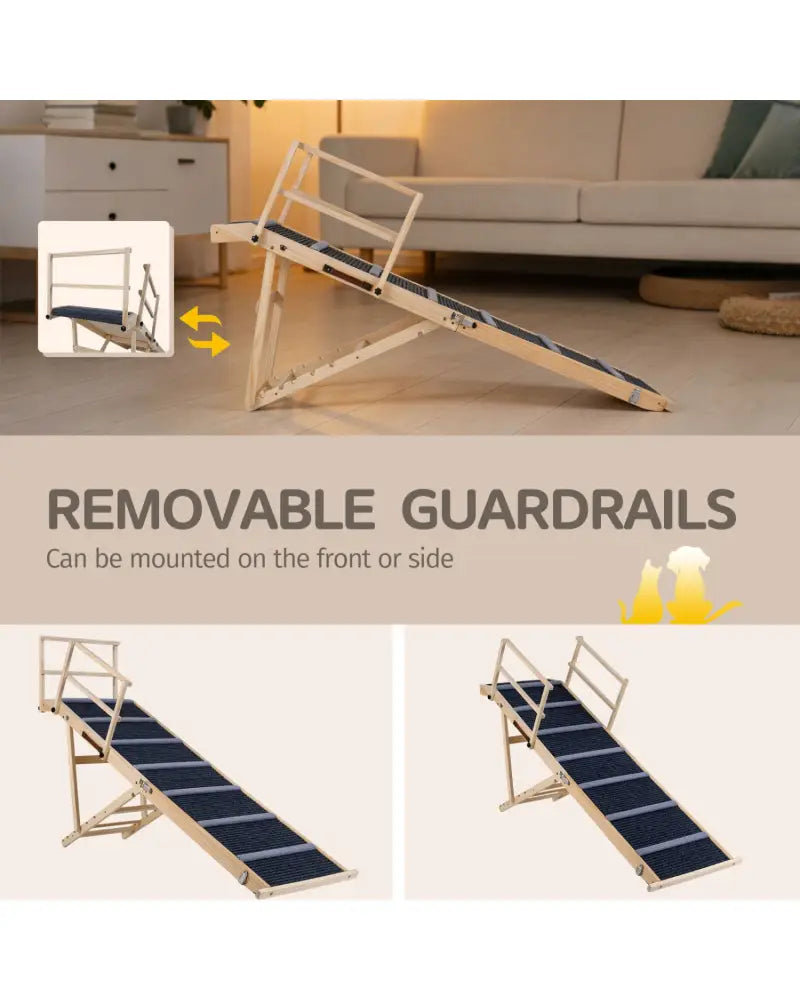 6-level Height Adjustable Foldable Dog Ramp for High Bed Couch-Dark Gray - Dark Gray - Dog Supplies