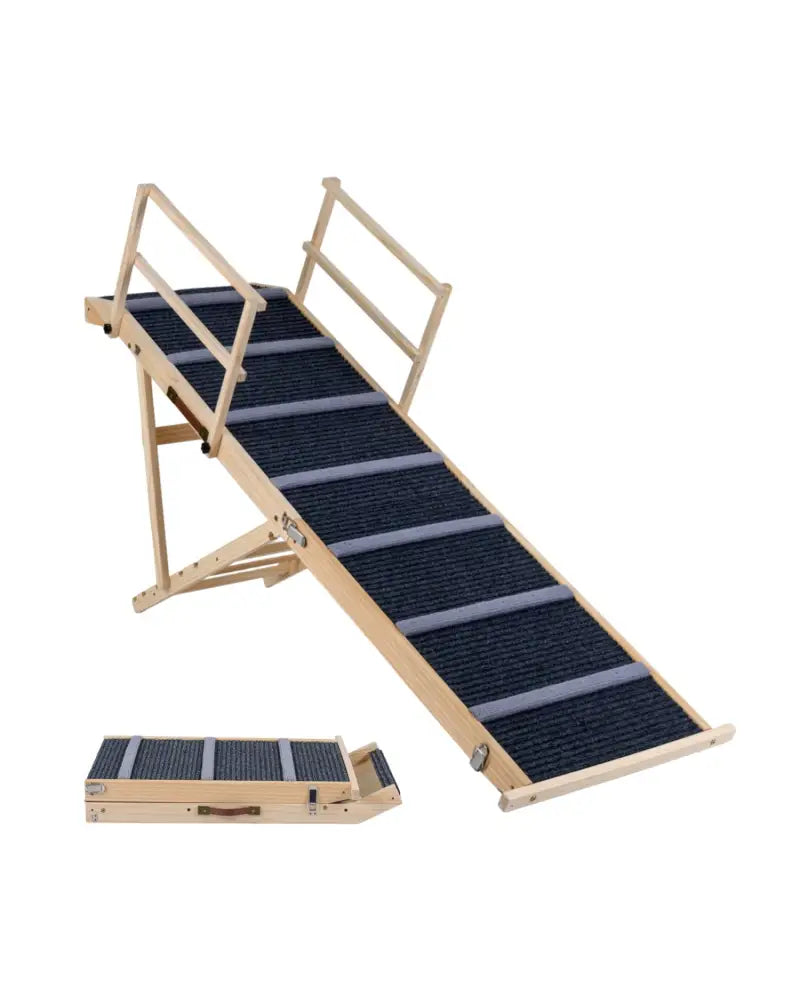 6-level Height Adjustable Foldable Dog Ramp for High Bed Couch-Dark Gray - Dark Gray - Dog Supplies