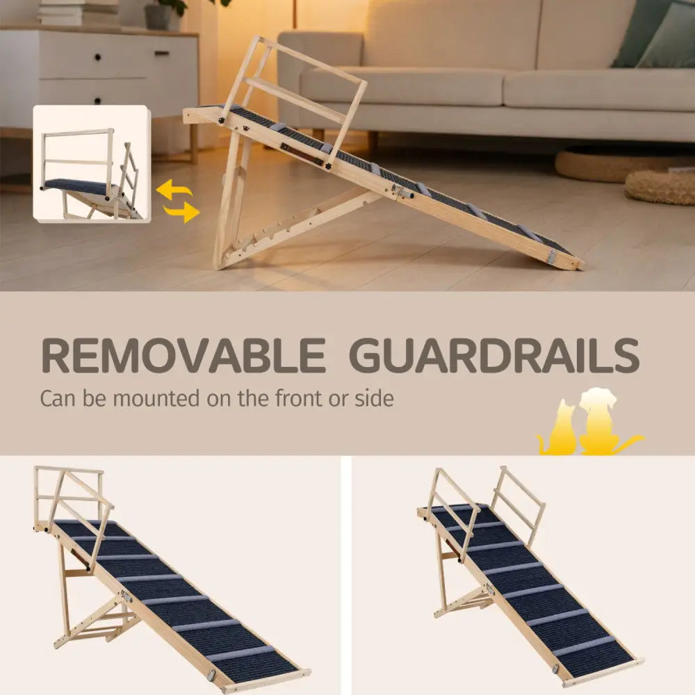 6-level Height Adjustable Foldable Dog Ramp for High Bed Couch-Dark Gray - Dark Gray - Dog Supplies