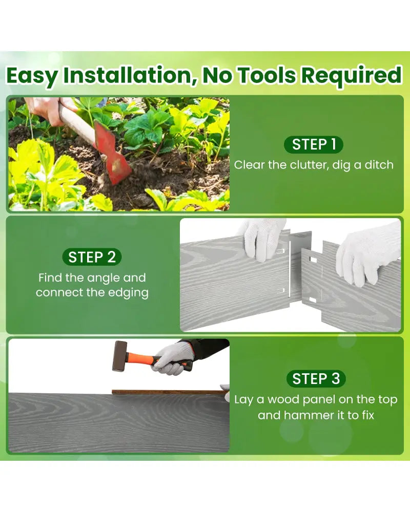 6-Pack 20 FT Galvanized Metal Landscape Edging for Lawn Yardï¼ˆPatentedï¼‰ - Silver - Raised Garden Beds