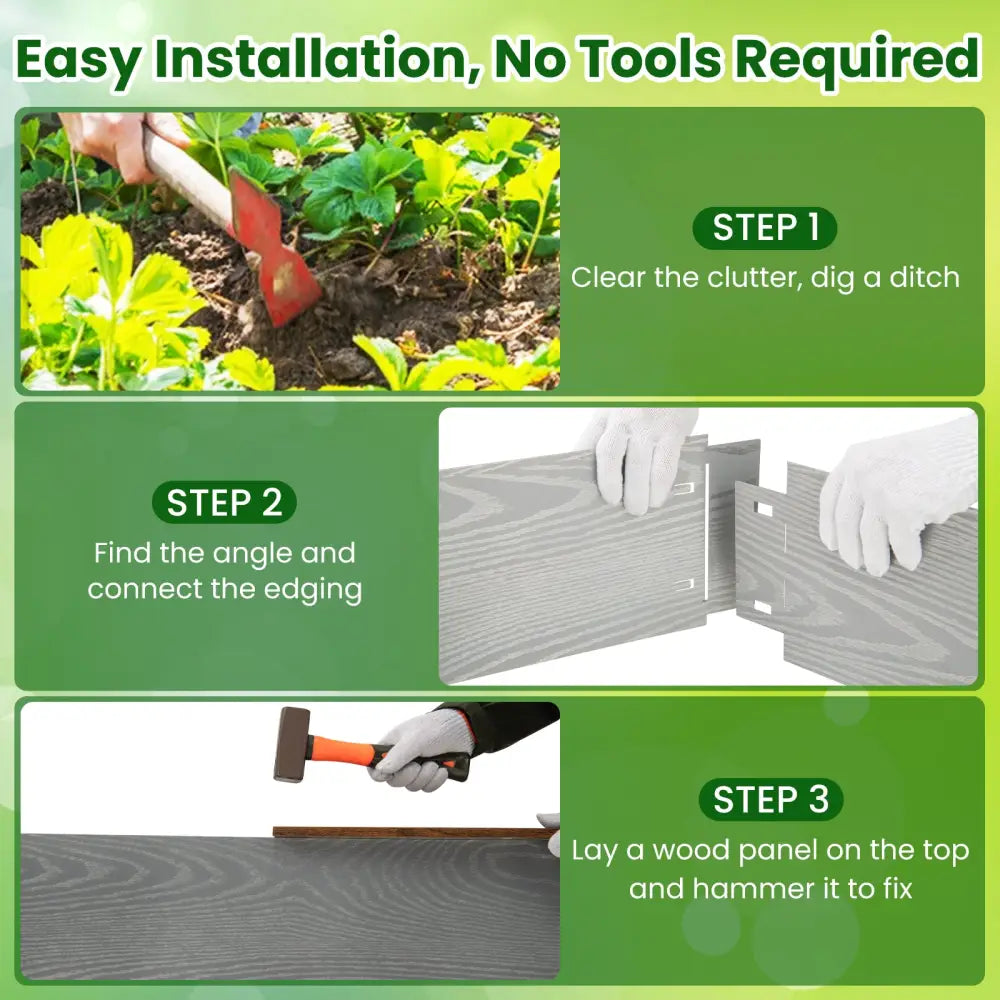 6-Pack 20 FT Galvanized Metal Landscape Edging for Lawn Yardï¼ˆPatentedï¼‰ - Silver - Raised Garden Beds