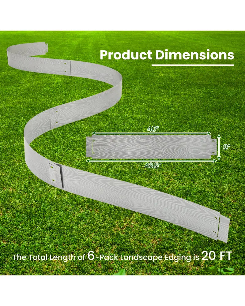 6-Pack 20 FT Galvanized Metal Landscape Edging for Lawn Yardï¼ˆPatentedï¼‰ - Silver - Raised Garden Beds
