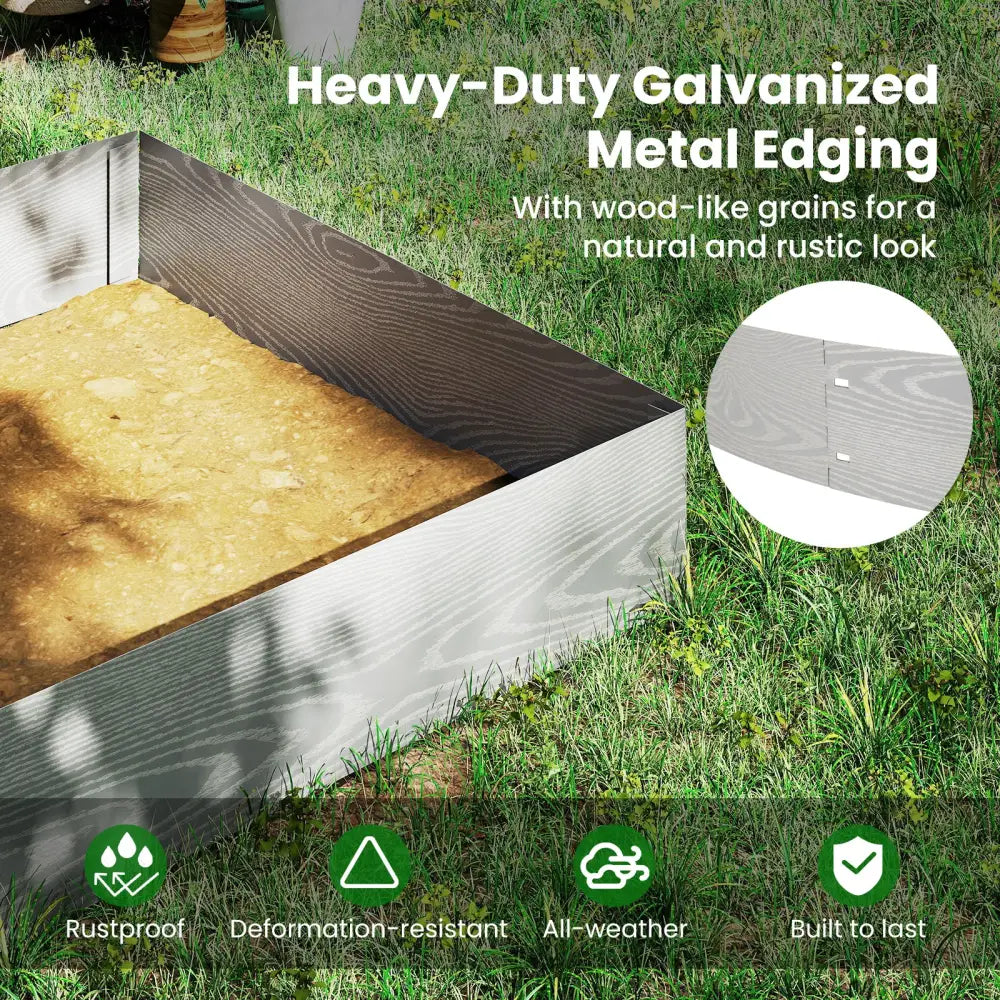 6-Pack 20 FT Galvanized Metal Landscape Edging for Lawn Yardï¼ˆPatentedï¼‰ - Silver - Raised Garden Beds