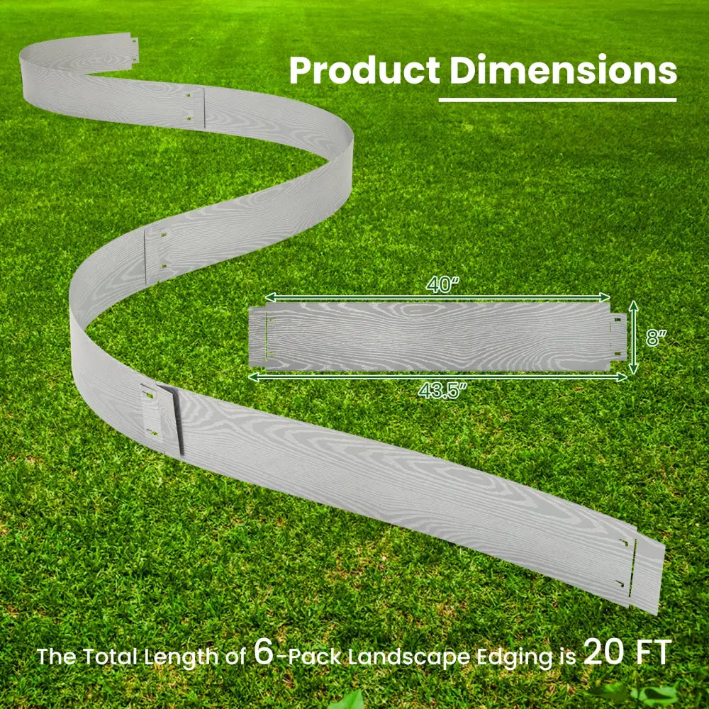 6-Pack 20 FT Galvanized Metal Landscape Edging for Lawn Yardï¼ˆPatentedï¼‰ - Silver - Raised Garden Beds