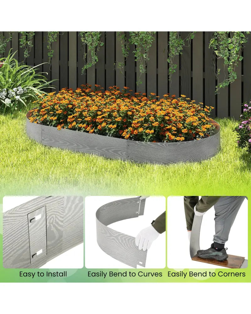 6-Pack 20 FT Galvanized Metal Landscape Edging for Lawn Yardï¼ˆPatentedï¼‰ - Silver - Raised Garden Beds