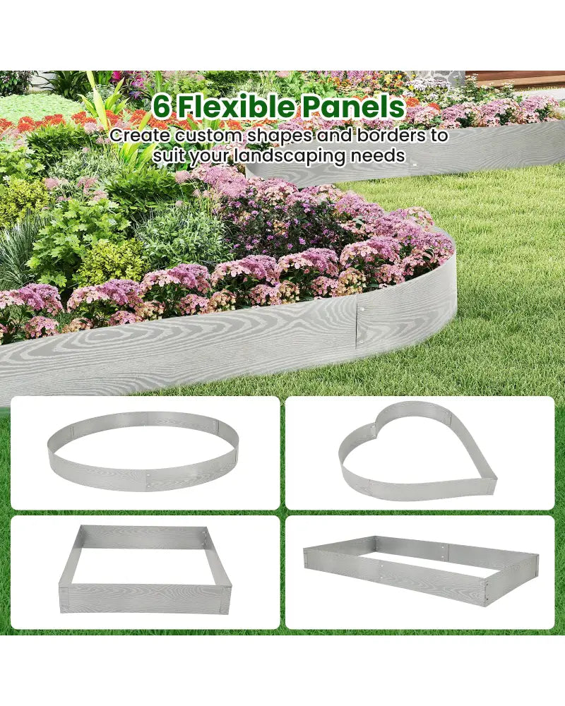 6-Pack 20 FT Galvanized Metal Landscape Edging for Lawn Yardï¼ˆPatentedï¼‰ - Silver - Raised Garden Beds