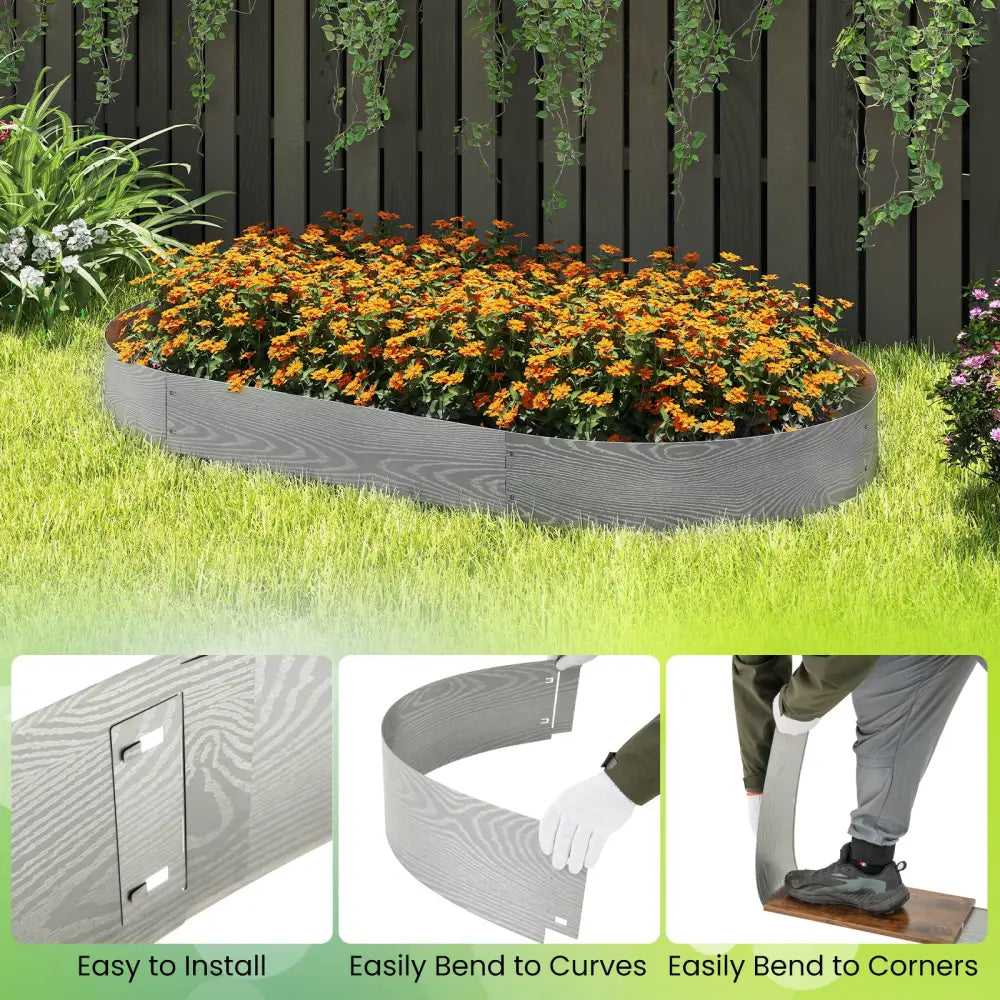 6-Pack 20 FT Galvanized Metal Landscape Edging for Lawn Yardï¼ˆPatentedï¼‰ - Silver - Raised Garden Beds