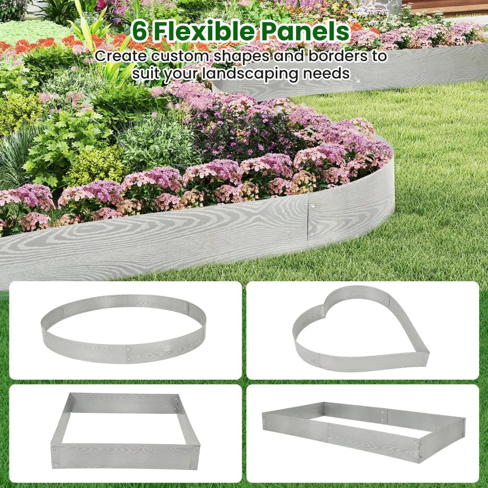 6-Pack 20 FT Galvanized Metal Landscape Edging for Lawn Yardï¼ˆPatentedï¼‰ - Silver - Raised Garden Beds