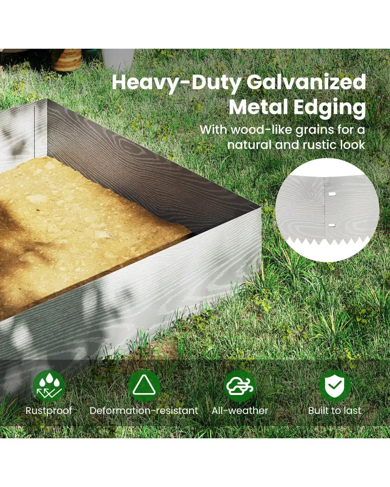 6-Pack 20 FT Galvanized Metal Landscape Edging for Lawnï¼ˆPatentedï¼‰ - Silver - Raised Garden Beds