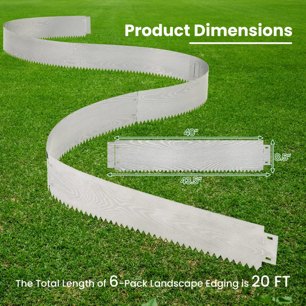 6-Pack 20 FT Galvanized Metal Landscape Edging for Lawnï¼ˆPatentedï¼‰ - Silver - Raised Garden Beds