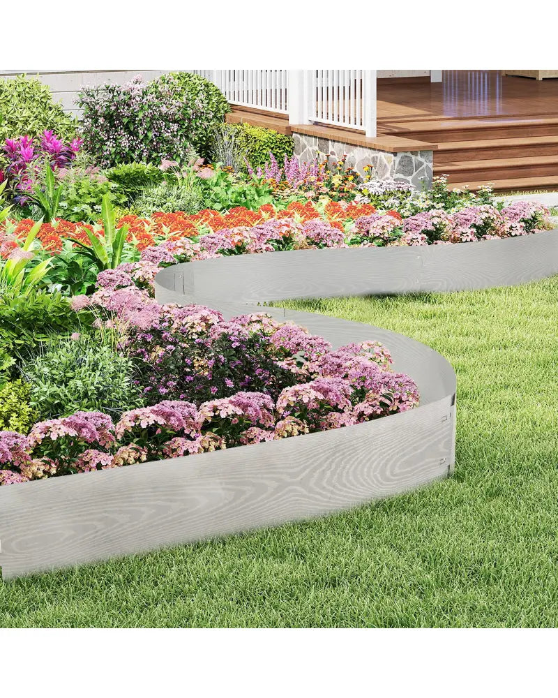 6-Pack 20 FT Galvanized Metal Landscape Edging for Lawnï¼ˆPatentedï¼‰ - Silver - Raised Garden Beds