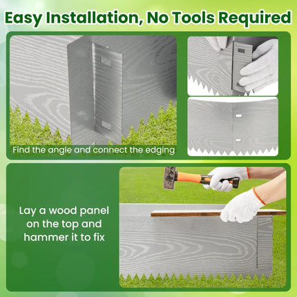 6-Pack 20 FT Galvanized Metal Landscape Edging for Lawnï¼ˆPatentedï¼‰ - Silver - Raised Garden Beds