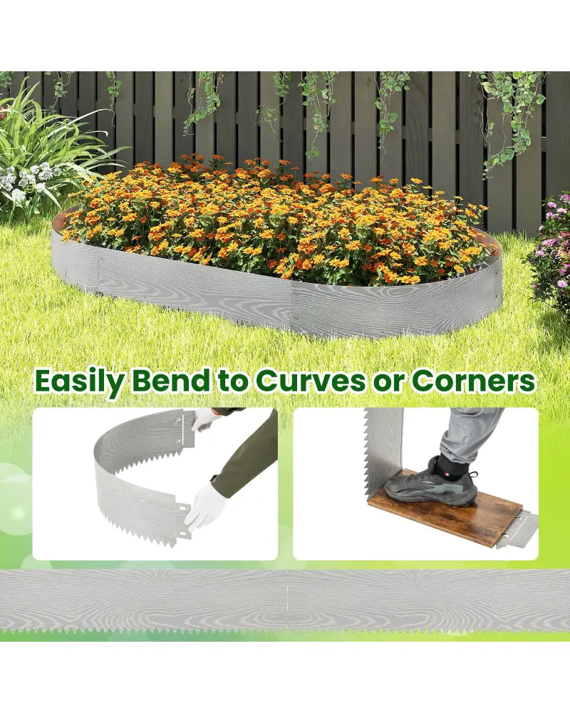 6-Pack 20 FT Galvanized Metal Landscape Edging for Lawnï¼ˆPatentedï¼‰ - Silver - Raised Garden Beds