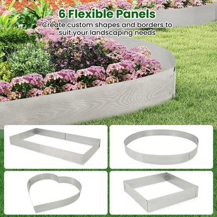 6-Pack 20 FT Galvanized Metal Landscape Edging for Lawnï¼ˆPatentedï¼‰ - Silver - Raised Garden Beds