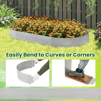 6-Pack 20 FT Galvanized Metal Landscape Edging for Lawnï¼ˆPatentedï¼‰ - Silver - Raised Garden Beds