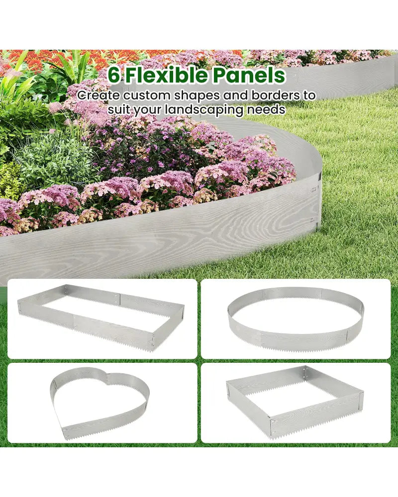 6-Pack 20 FT Galvanized Metal Landscape Edging for Lawnï¼ˆPatentedï¼‰ - Silver - Raised Garden Beds