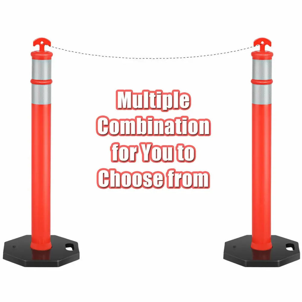 6 Pack 45 Inch Orange Traffic Delineator Post Cone - Orange - Outdoor Decor