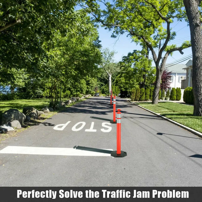 6 Pack 45 Inch Orange Traffic Delineator Post Cone - Orange - Outdoor Decor