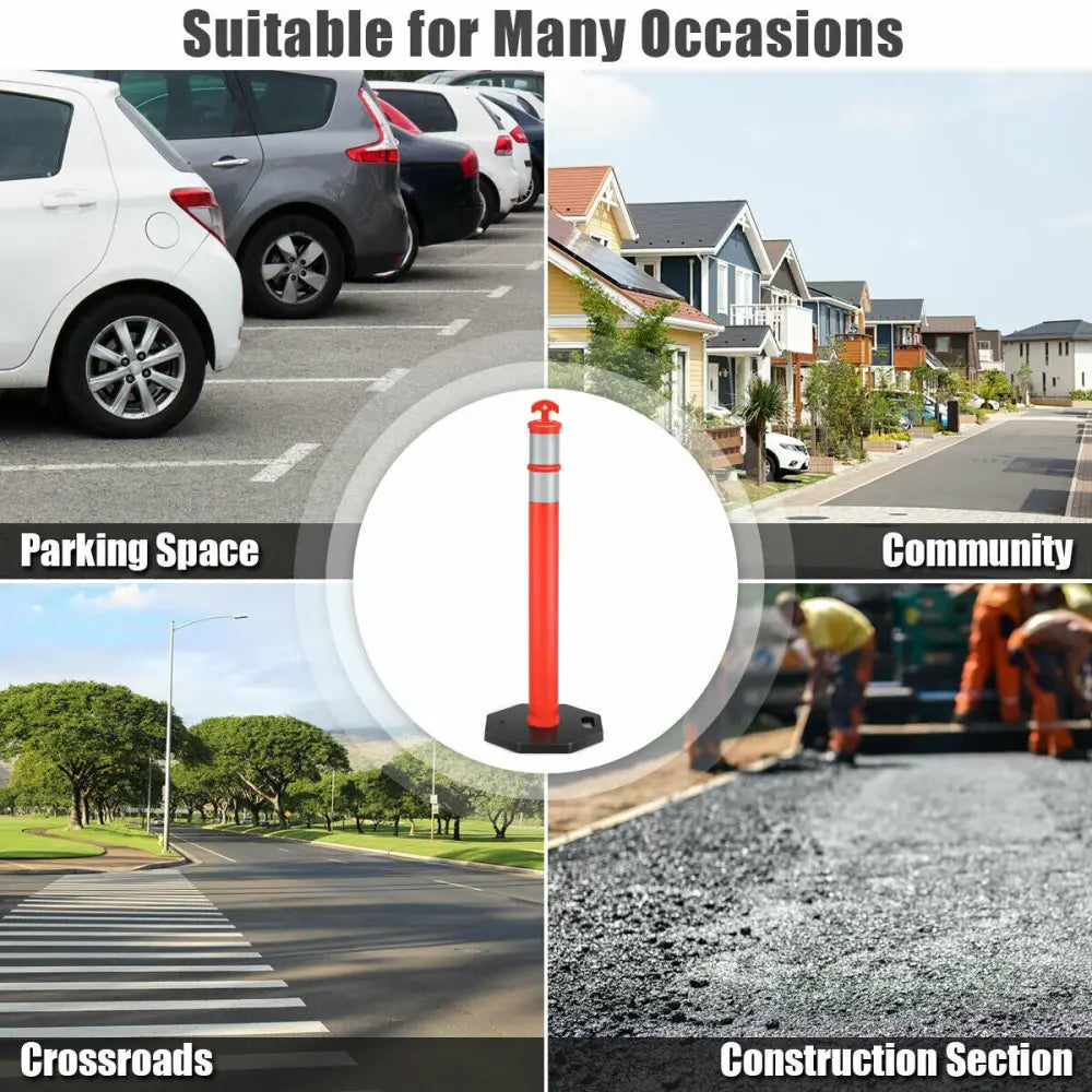 6 Pack 45 Inch Orange Traffic Delineator Post Cone - Orange - Outdoor Decor