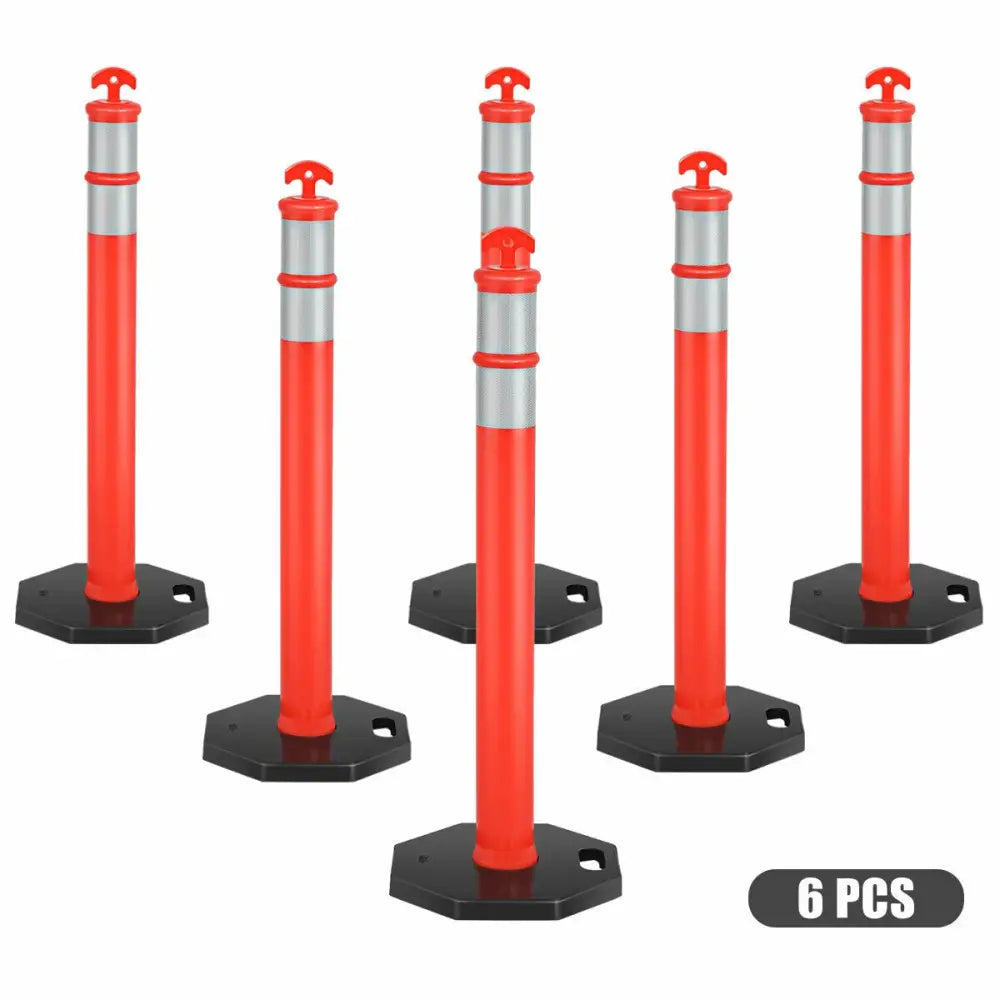 6 Pack 45 Inch Orange Traffic Delineator Post Cone - Orange - Outdoor Decor