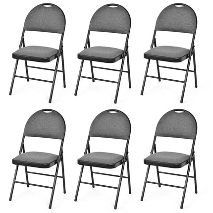 6 Pack Folding Chairs Portable Padded Office Kitchen Dining Chairs-Black - Black - Dining Chairs