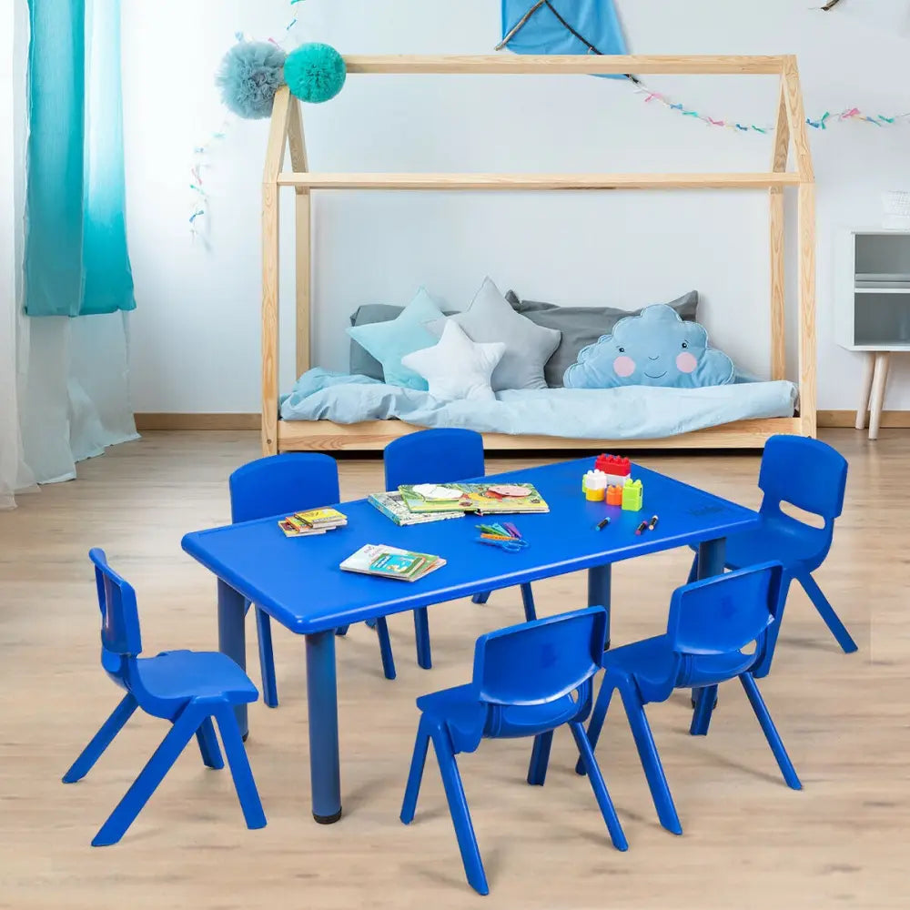 6-pack Kids Plastic Stackable Classroom Chairs-Blue - Blue - Kids Chairs & Seating