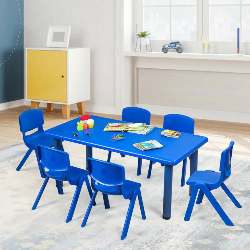 6-pack Kids Plastic Stackable Classroom Chairs-Blue - Blue - Kids Chairs & Seating