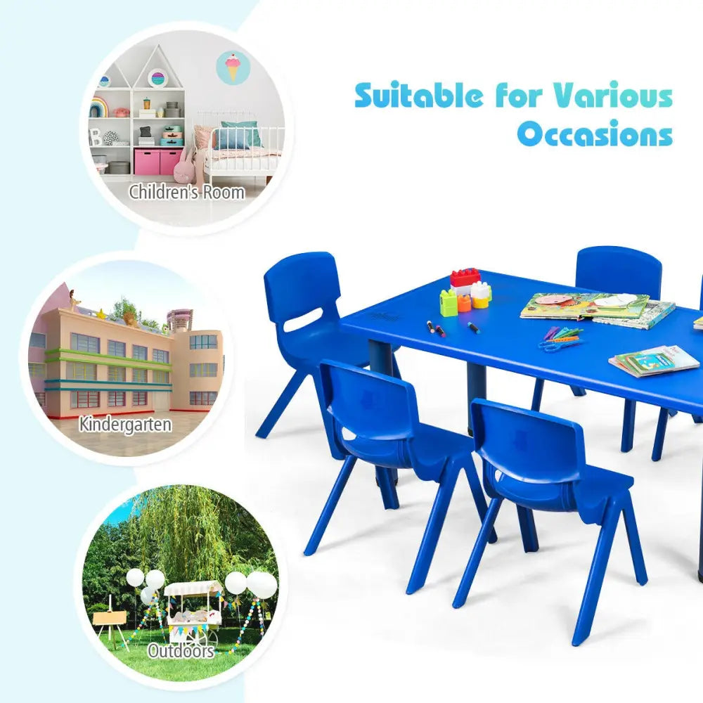 6-pack Kids Plastic Stackable Classroom Chairs-Blue - Blue - Kids Chairs & Seating