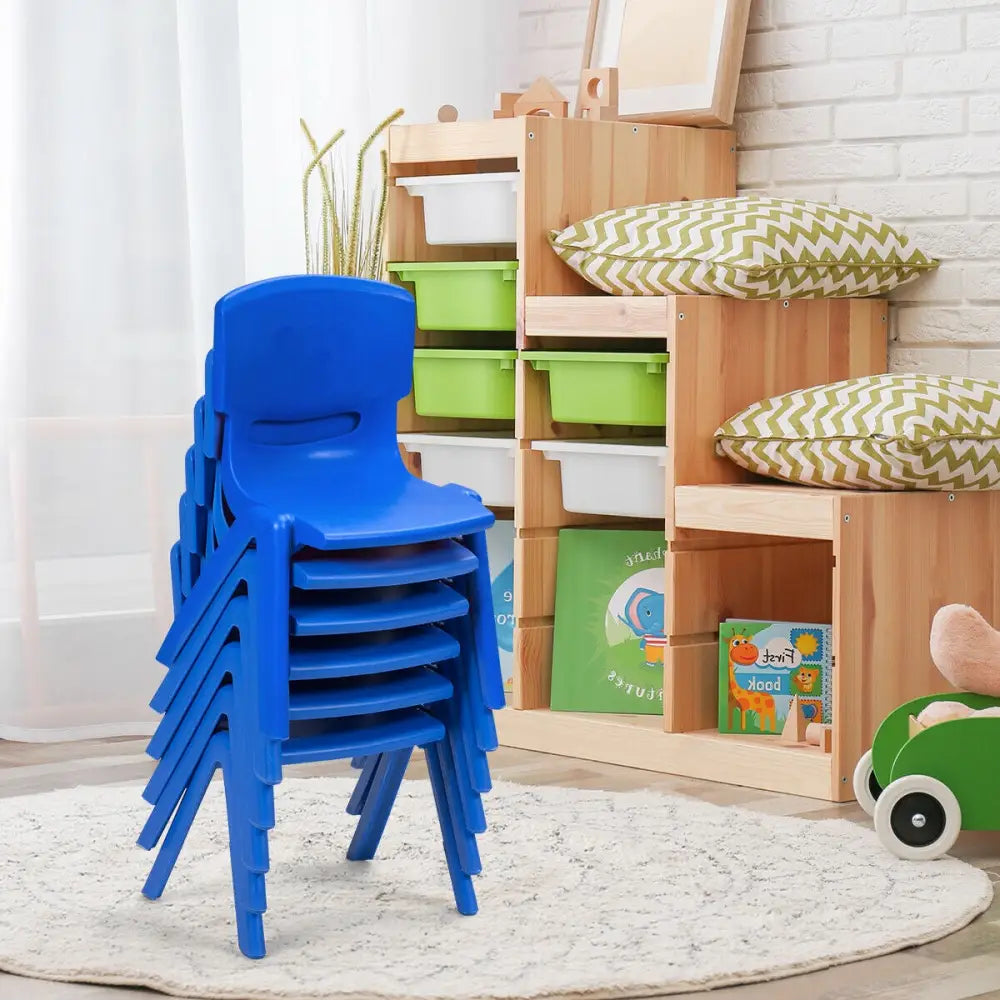 6-pack Kids Plastic Stackable Classroom Chairs-Blue - Blue - Kids Chairs & Seating
