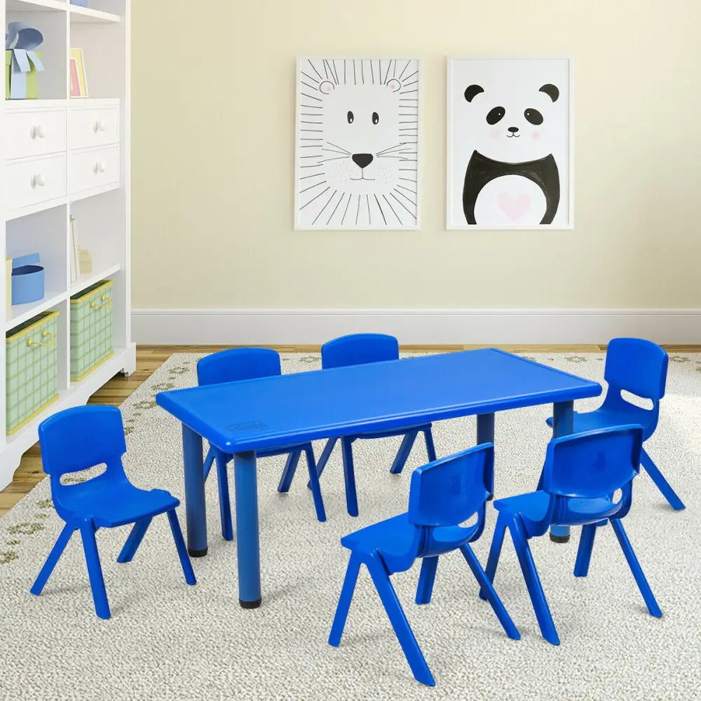 6-pack Kids Plastic Stackable Classroom Chairs-Blue - Blue - Kids Chairs & Seating