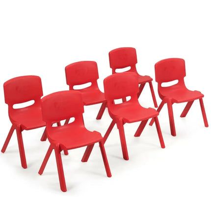 6-pack Kids Plastic Stackable Classroom Chairs-Red - Red - Kids Chairs & Seating