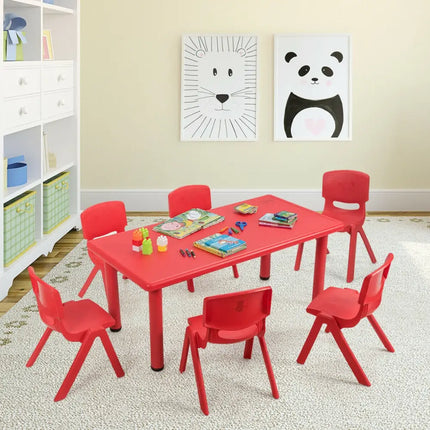 6-pack Kids Plastic Stackable Classroom Chairs-Red - Red - Kids Chairs & Seating