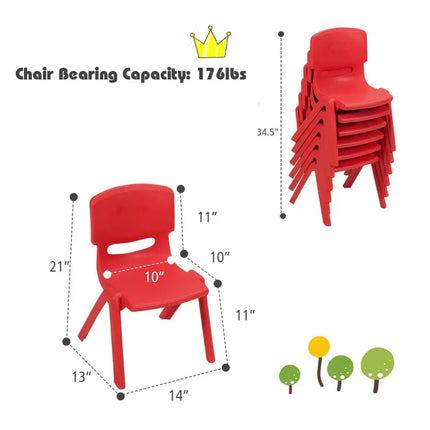 6-pack Kids Plastic Stackable Classroom Chairs-Red - Red - Kids Chairs & Seating
