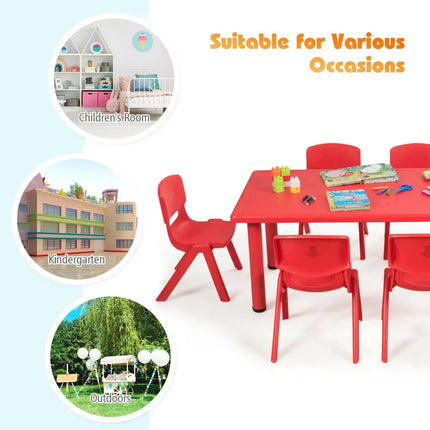 6-pack Kids Plastic Stackable Classroom Chairs-Red - Red - Kids Chairs & Seating