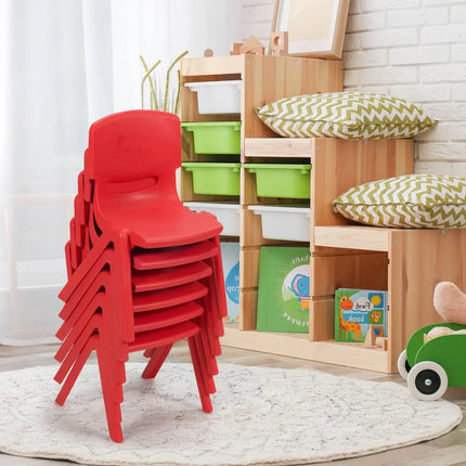 6-pack Kids Plastic Stackable Classroom Chairs-Red - Red - Kids Chairs & Seating