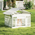 6-Panel Plastic Dog Playpen 24 Inch Indoor Outdoor Pet Fence with Locking Door-White - White - Pet Gate