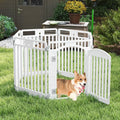 6-Panel Tall Dog Playpen Foldable Pet Fence with Locking Door-White - White - Pet Gate