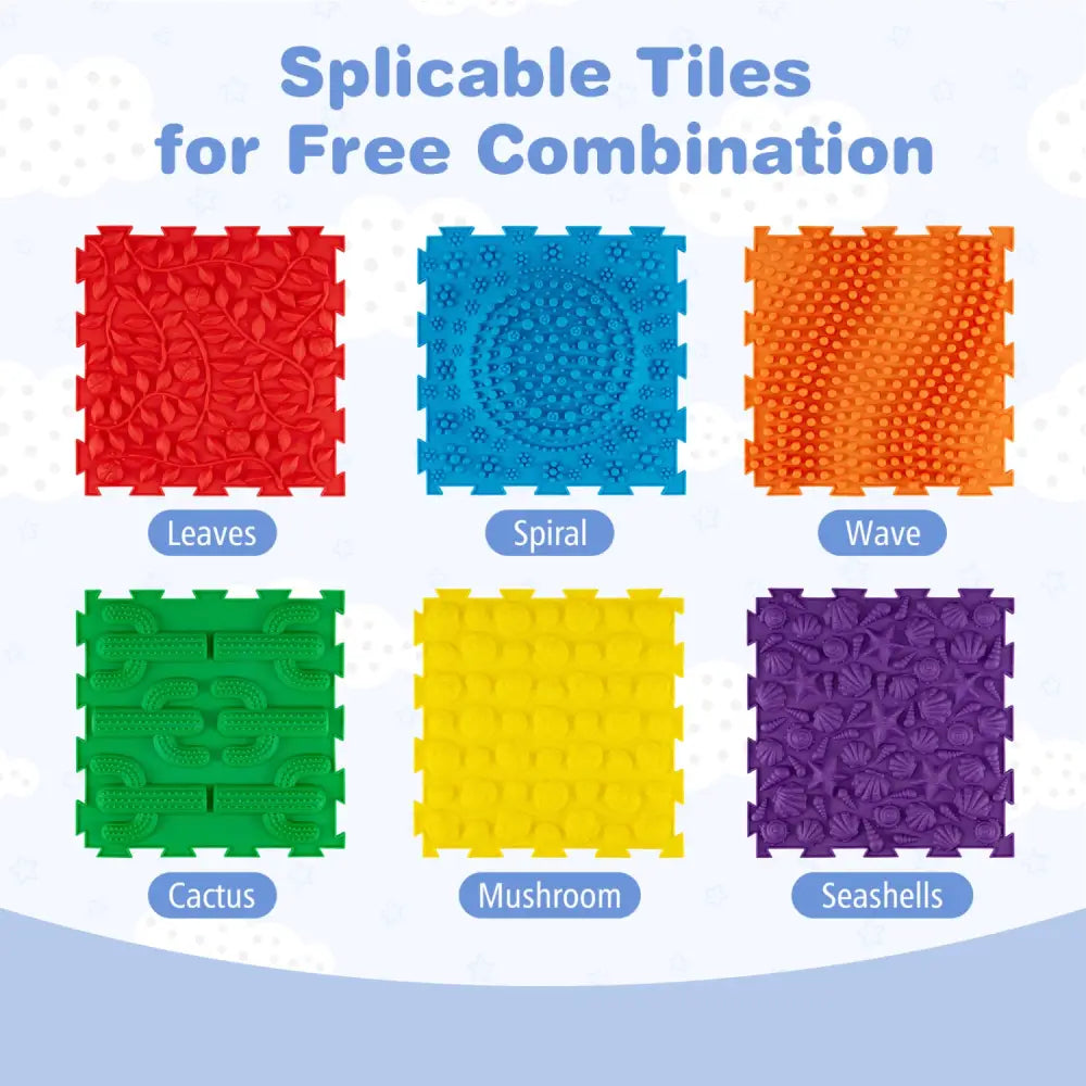 6 PCS Interlocking Sensory Mats with Rich Colors for Kids Adults-Multicolor - Multicolor - Baby Gyms & Playmats