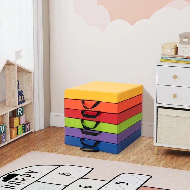 6 PCS Square Floor Cushions 16 Inch Soft Sponge Floor Pillows-Multicolor - Multicolor - Kids Chairs & Seating