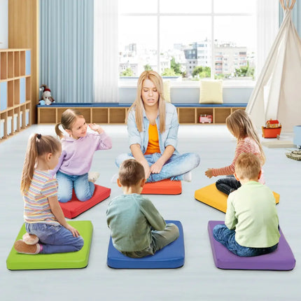 6 PCS Square Floor Cushions 16 Inch Soft Sponge Floor Pillows-Multicolor - Multicolor - Kids Chairs & Seating