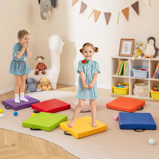6 PCS Square Floor Cushions 16 Inch Soft Sponge Floor Pillows-Multicolor - Multicolor - Kids Chairs & Seating