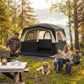 6-Person Camping Tent Easy Setup Family Cabin Tent with Top Rainfly Mesh Windows-Black - Black - Tents