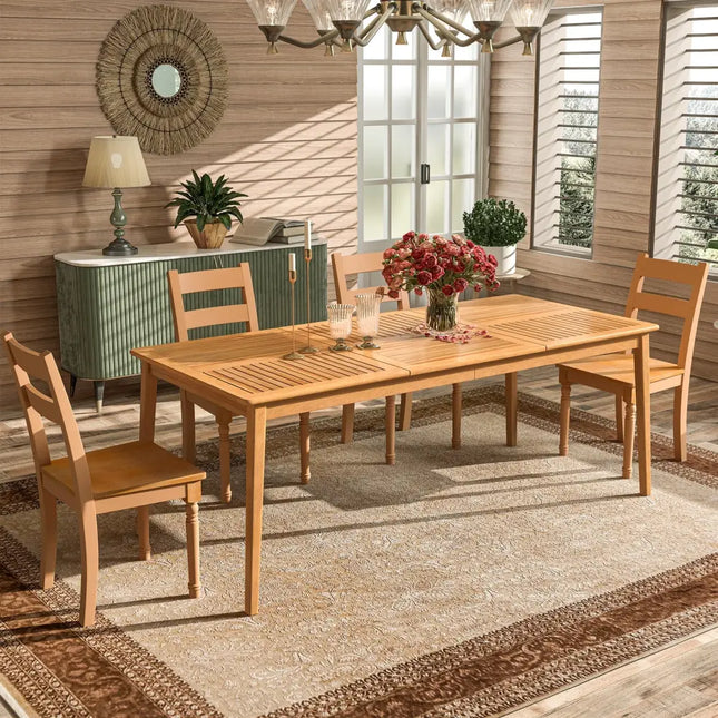 6-Person Outdoor Acacia Wood Rectangular Bistro Dining Table - Natural - Patio Dining Tables