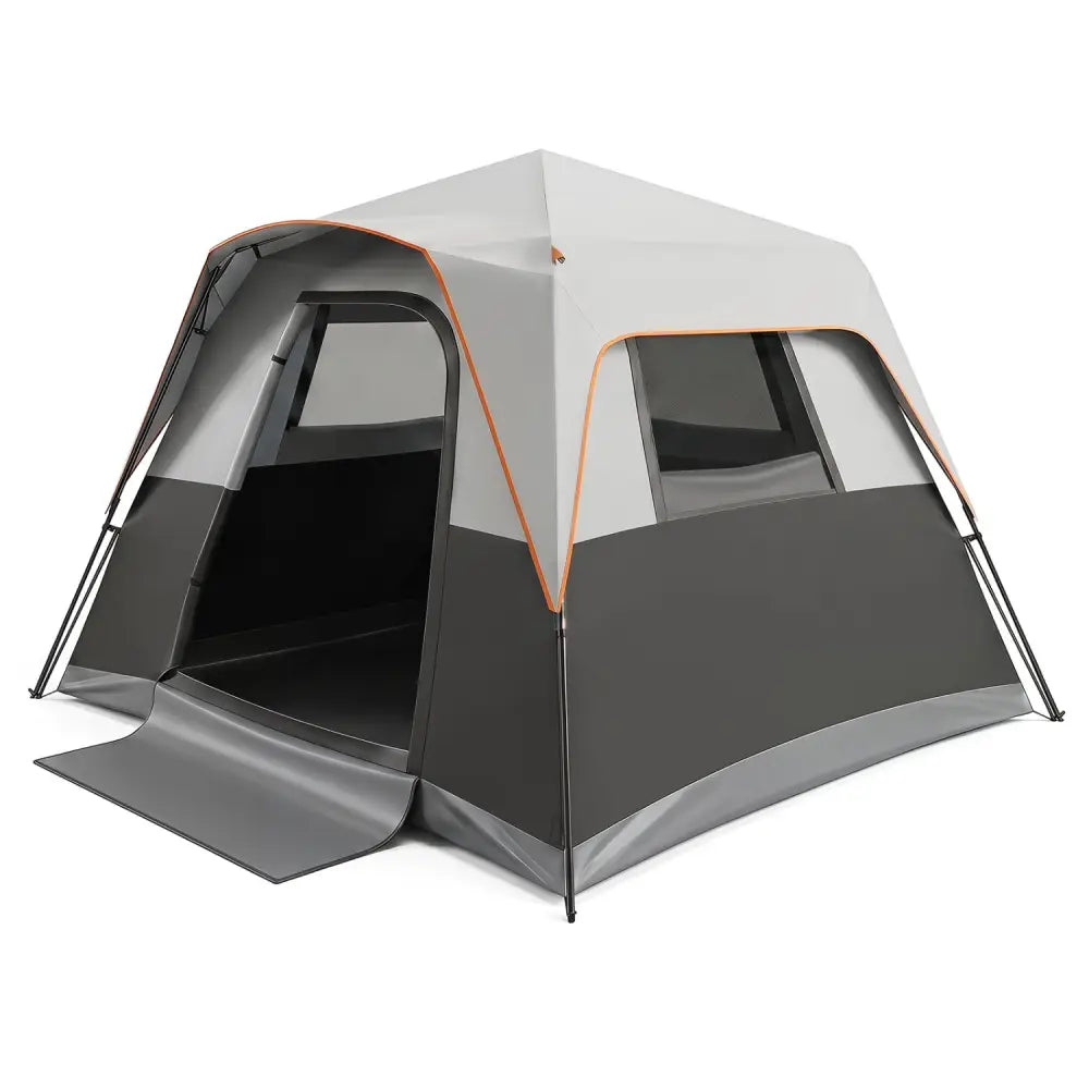 6-Person Outdoor Camping Tent Blackout Easy Setup Instant Cabin Tent with Rainfly and Carrying Bag-Grey - Gray - Tents