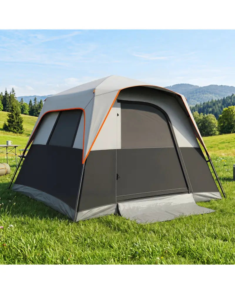 6-Person Outdoor Camping Tent Blackout Easy Setup Instant Cabin Tent with Rainfly and Carrying Bag-Grey - Gray - Tents