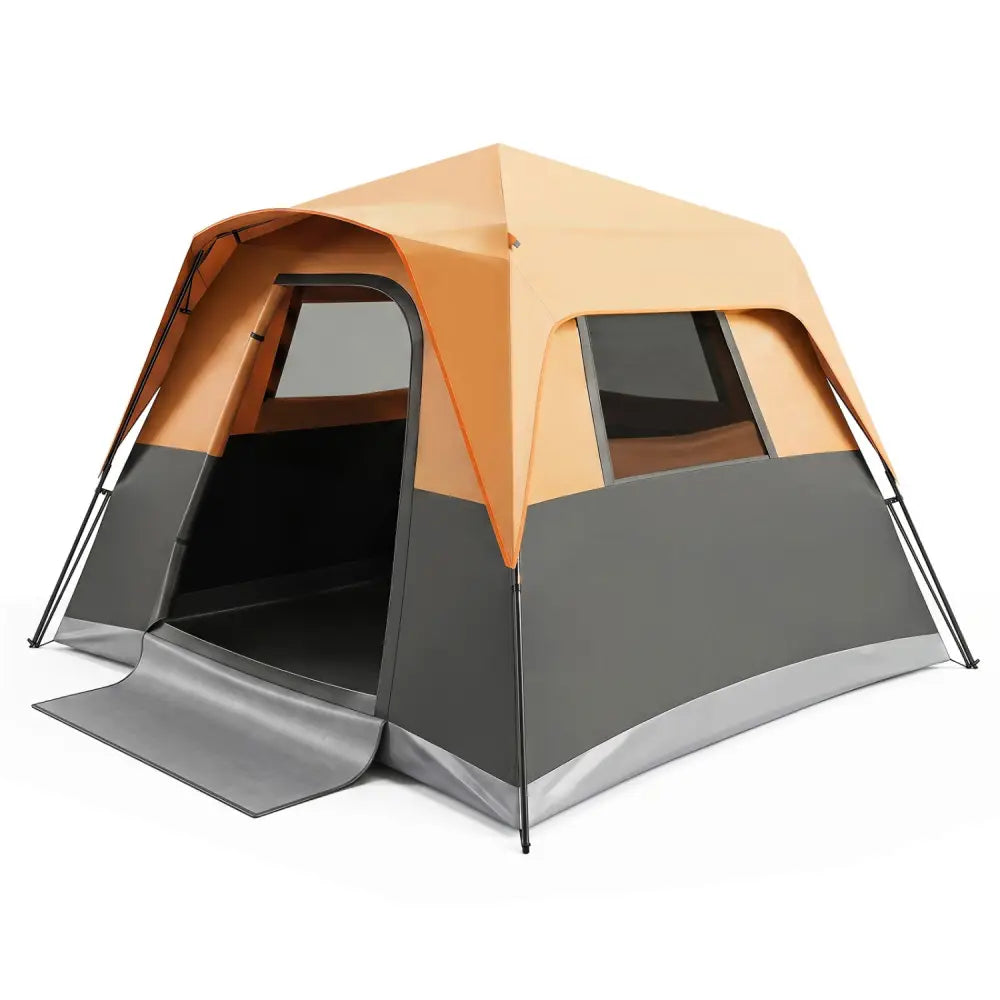 6-Person Outdoor Camping Tent Blackout Easy Setup Instant Cabin Tent with Rainfly and Carrying Bag-Orange - Orange
